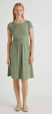 Quince Tencel Jersey Ruched Waist Dress in Olive